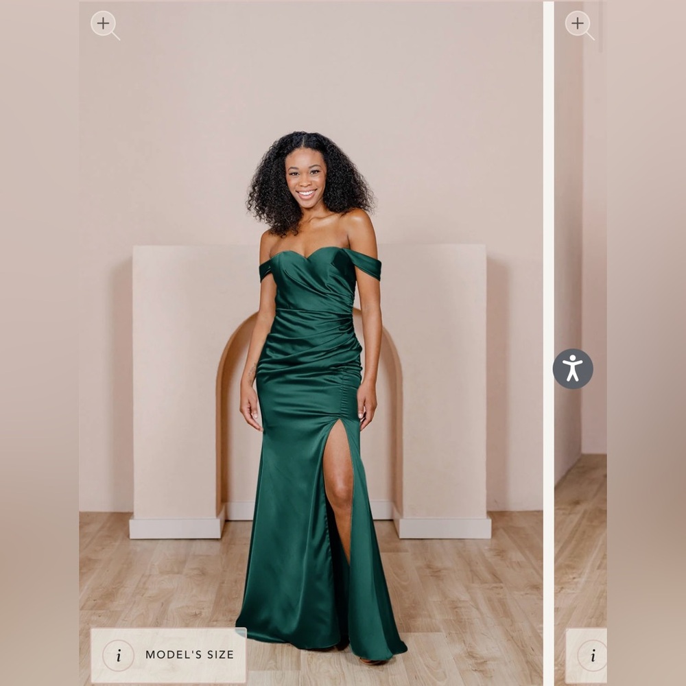 Emerald Satin Ariel Revelry Bridesmaids Dress
